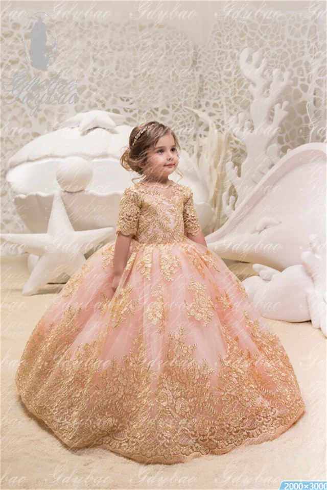 slim fit dress slacks Glamorous Champagne Gold Princess Ball Gown with Sequins, Beading, and  Ruffled Train main image 0