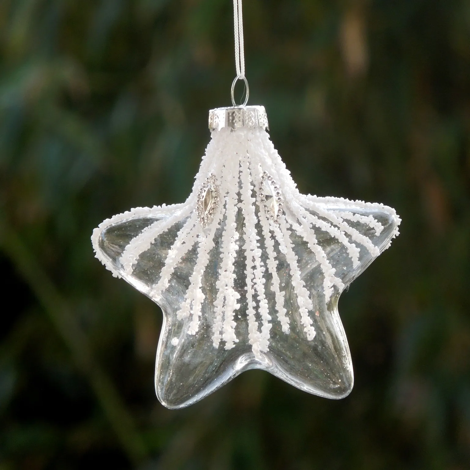 

12pcs/pack 8*10cm Star Shaped Transparent Glass Pendant Home Decoration Surface Drawing Hanger Christmas Day Tree Ornament