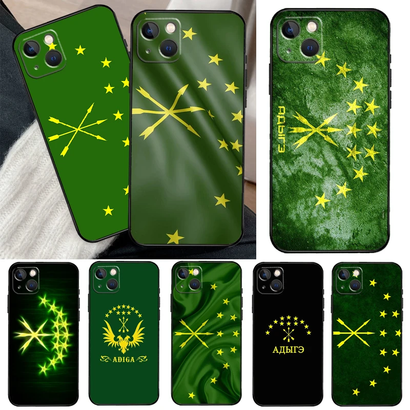 Adygea Circassian Flag Phone Case For iPhone 16 15 14 Pro Max Plus 12 11 13 Pro Max 12 Mini 13 Mini Cover