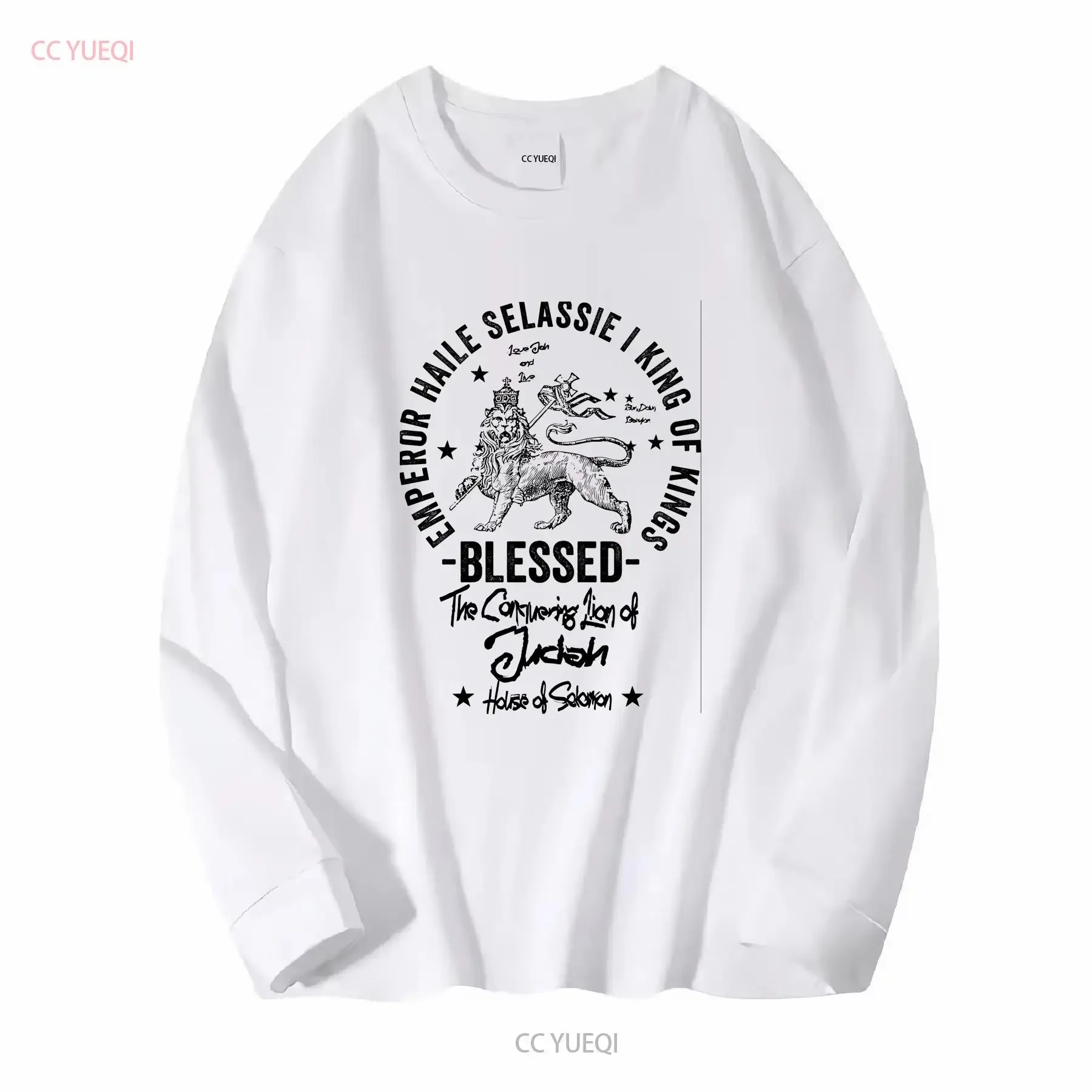 Reggae T Shirt Jah Rastafari Haile Selassie I Blessing Jamaican Rasta Lion tee long or short sleeves vintage Washed Casual Soft