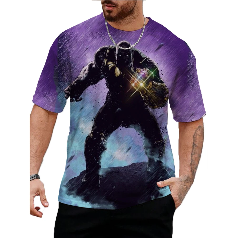 Marvel Thanos print T Shirts For Mens Short Sleeve Tops Vintage Streetwear O-Neck Pullover Sailor Clothing Retro Tees 5XL Male