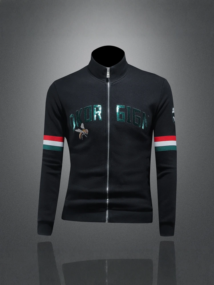 

Мужская приталенная повседневная куртка с воротником-стойкой, вышивкой, на пуговицах, весна-осень, новый стиль, большие размеры, верхняя одежда для отдыха