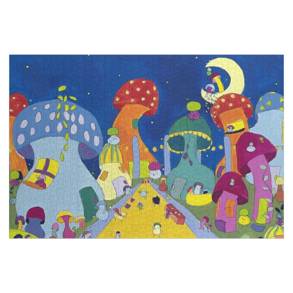 Street Jigsaw Puzzle para crianças, festa em cogumelo, brinquedo personalizado