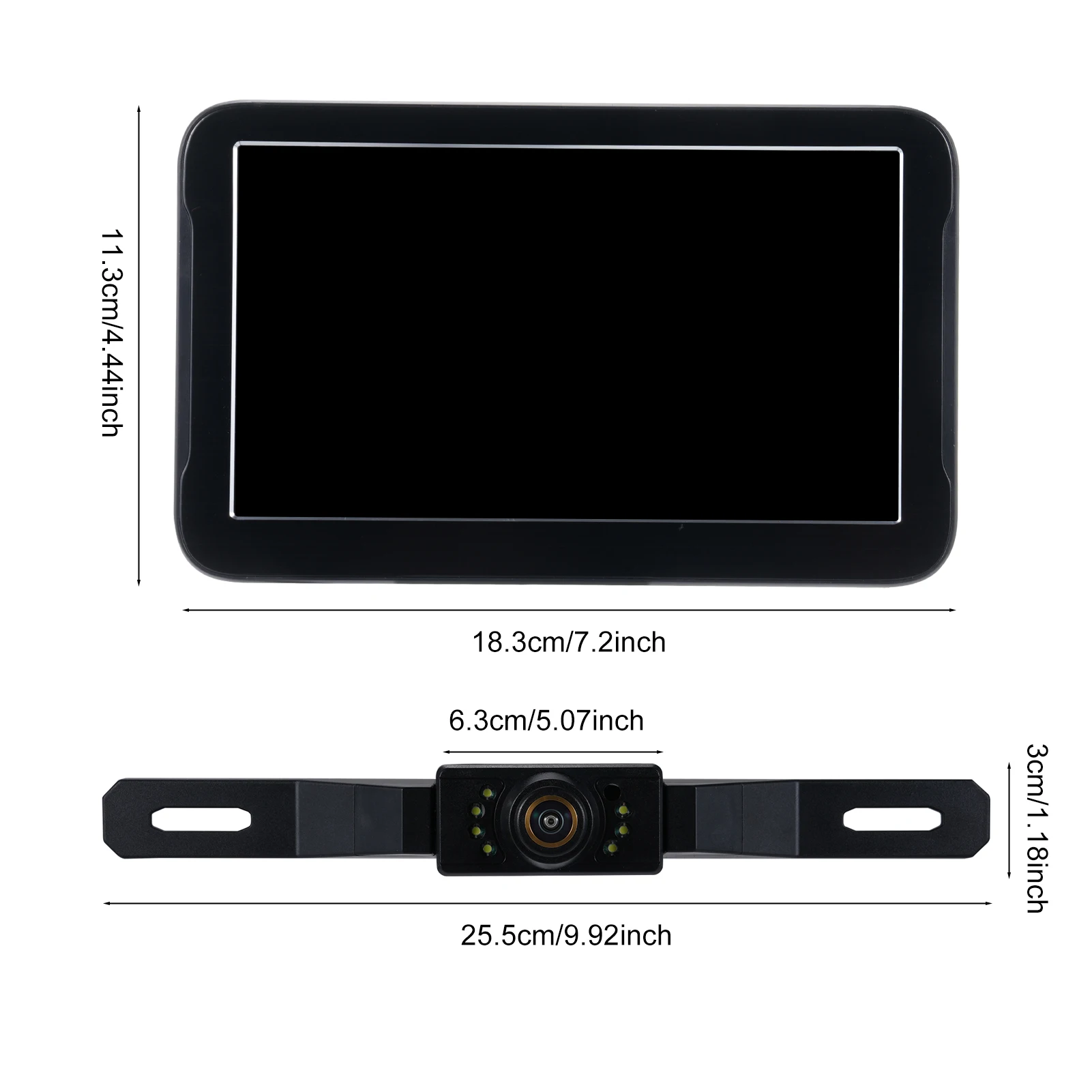 كاميرا الرؤية الخلفية المقاومة للماء مع شاشة IPS مقاس 7 بوصات، وكاميرا احتياطية للرؤية الليلية AHD، 150 °   خطوط توجيه واسعة الزاوية وقابلة للتعديل