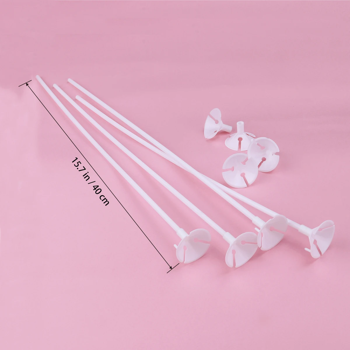 

72 Sets Plastic Balloon Sticks with Cups Balloon Holder for Birthday Wedding Party Christmas Valentine's Day (White)