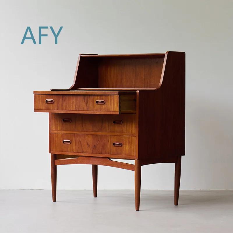 Log Secretary Cabinet for Denmark Furniture Dresser Cherry Wood Storage Drawer Chest of Drawers Writing Desk Office Home