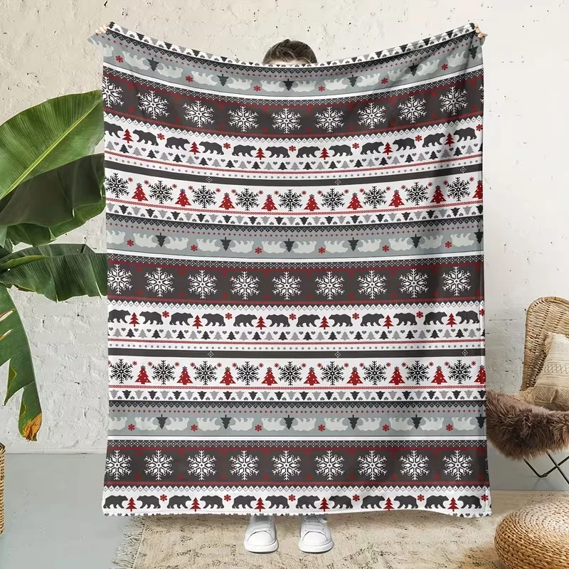 Boho Tribal Geometric Diamond Blanket Retro Red Orange Black Triangle Print Soft Warm Blanket Ethnic Aesthetic Sofa Bed Decor