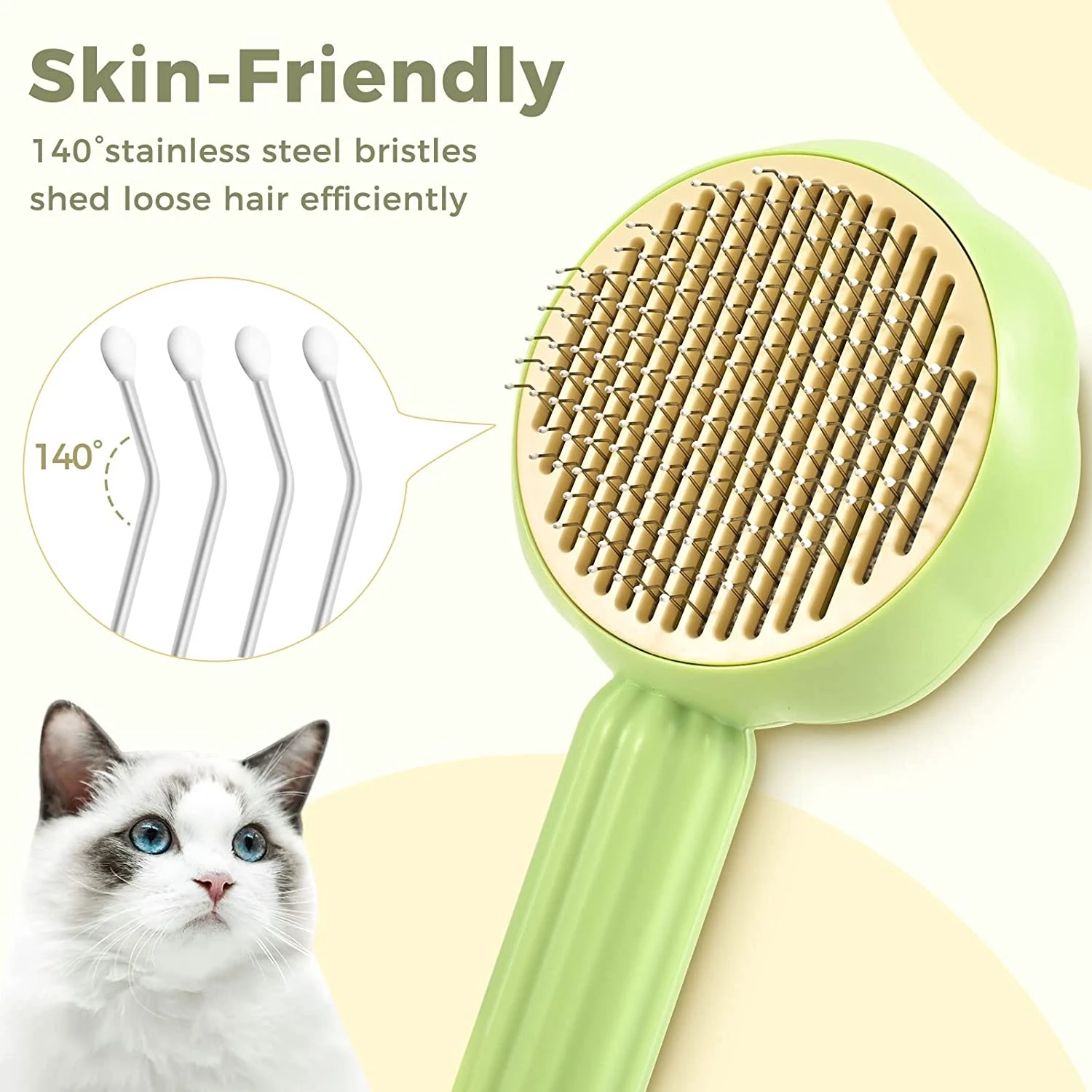 Cat Brush Pet Hair Shedding Self Cleaning Cat Grooming Brush Animal Dog Hair Comb Removes Tangles Loose Undercoat Avoid Hairball