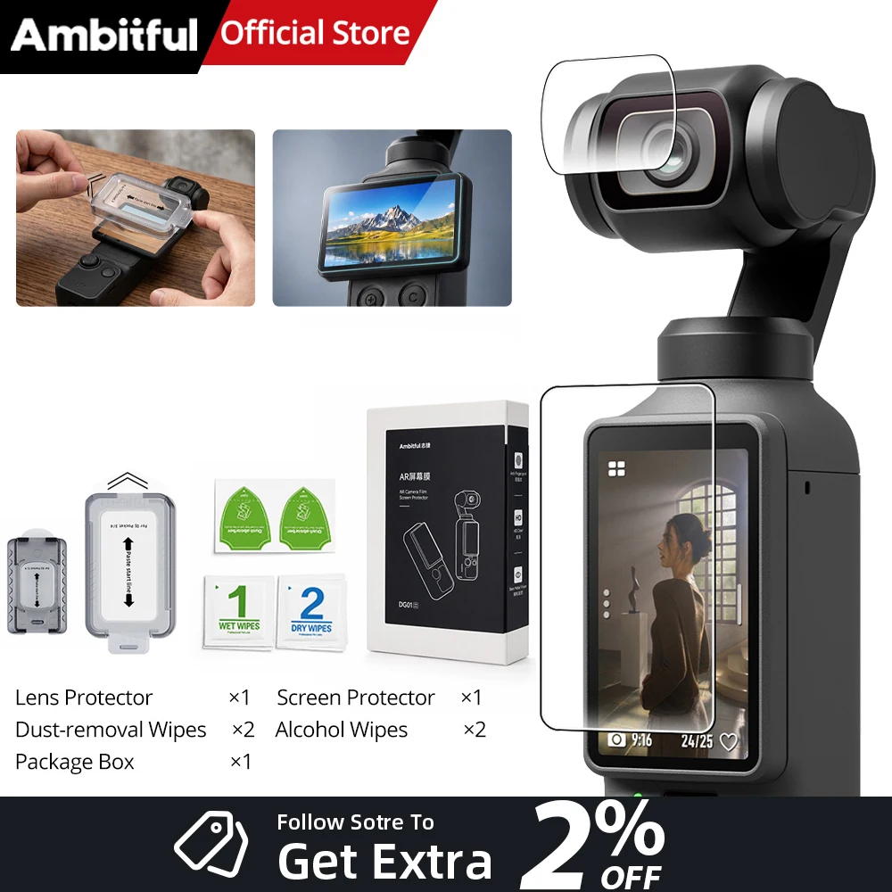 Protection d'écran en verre trempé 6 en 1, films protecteurs d'objectif HD transparents anti-rayures pour DJI OSMO Pocket 3 Pocket 4 PK3 PK4