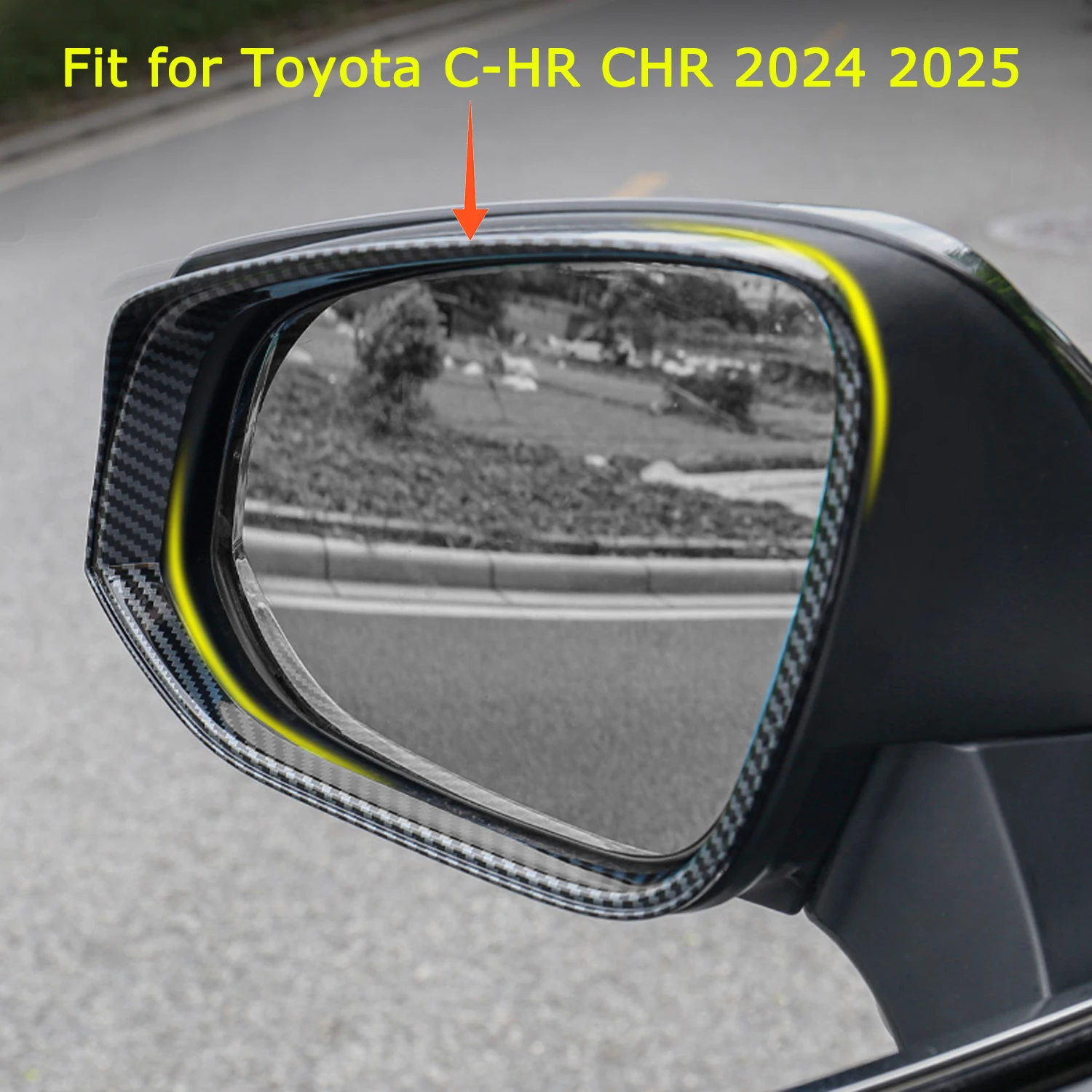 

For Toyota C-HR CHR 2024 2025 / Crown 2023 2024 2025 Car Accessories Exterior Side Mirror Eyebrow Rain Shield Cover Trim 2pcs