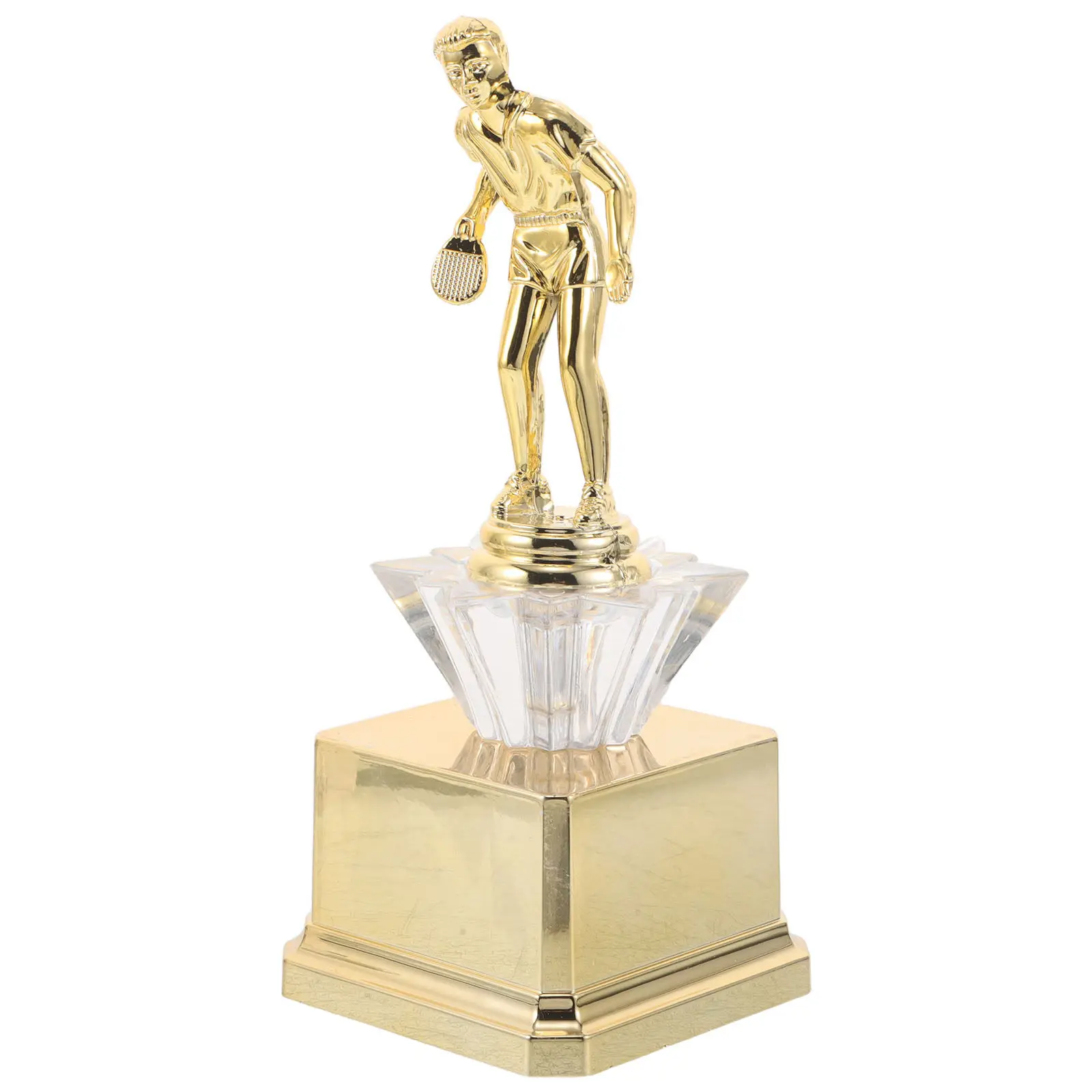 Table Tennis Award Trophy Golden Plastic Portable Competition Prize for Indoor Outdoor Sports Events Ping Pong Championship