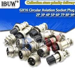 1Set GX16 Male & Female 16mm ibuw Metal Circular Aviation Connector Socket Plug 2PIN 3PIN 4PIN 5PIN 6PIN 2P 3P 4P 5P 6P 7P 8P 9P