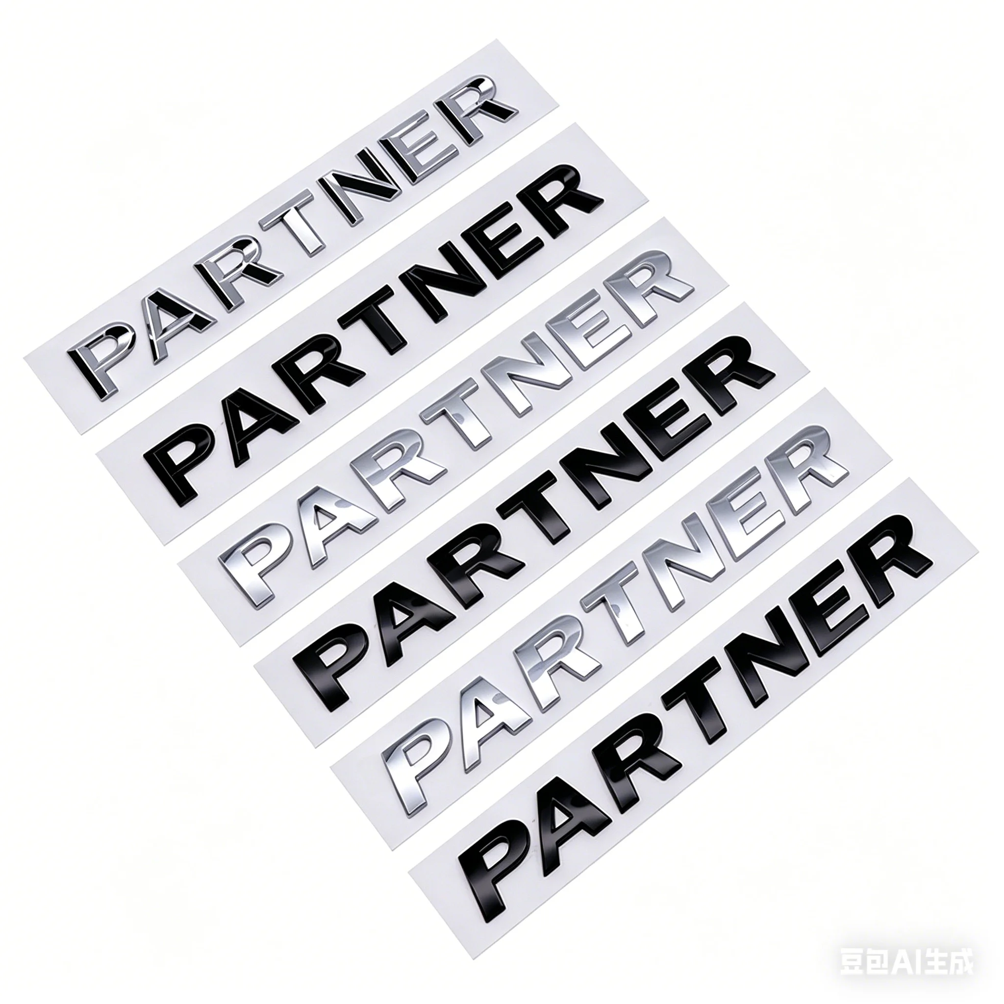 3D Silver Black Car Emblem Badge Rear Trunk Body Sticker Partner Letter Logo Auto Exterior Styling Decal Accessories