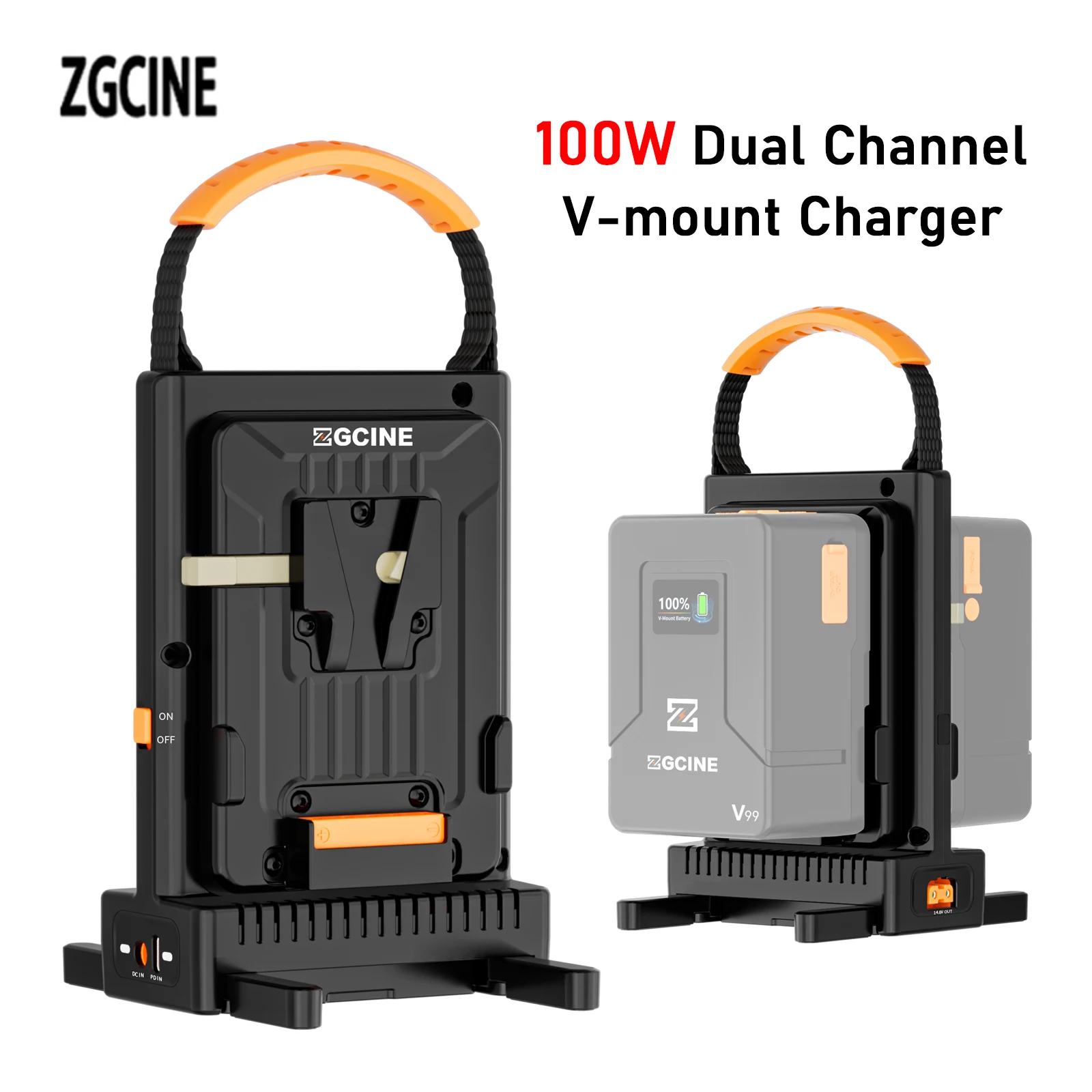 

ZGCINE V-Mount Battery 100W Dual Channel USB-C Fast Charge D-TAP to DC Cable Charger Battery Power Cable Adapter VM-C2 Kit