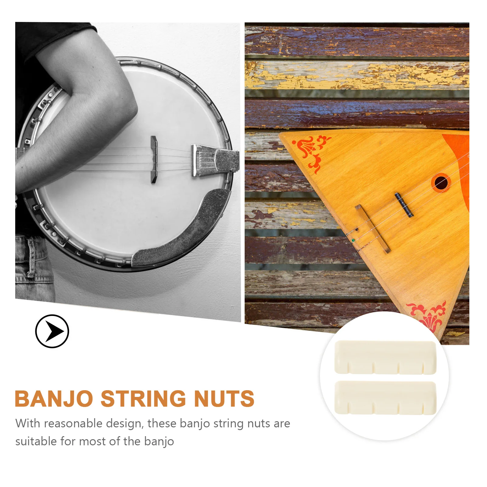 

2pcs Premium Banjo String Nuts Sturdy ABS Noise Reduction Tone Enhancement Durable Lightweight Upgrade Accessories Bridge