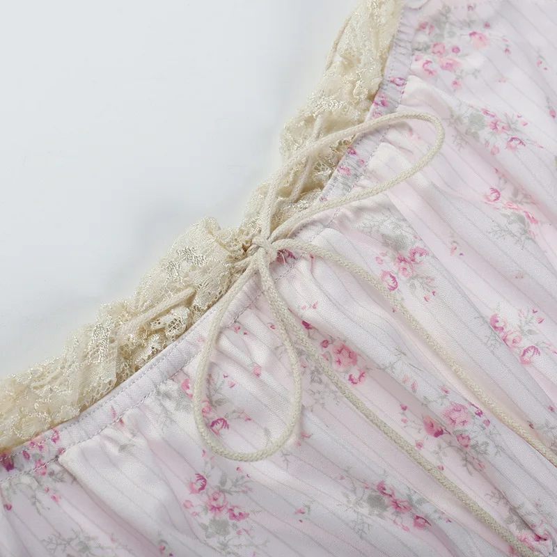 Pequena flor impressão vintage fairycore camiseta feminina rosa y2k estética magro ajuste básico doce kawaii retro 2000s casual colheita topos