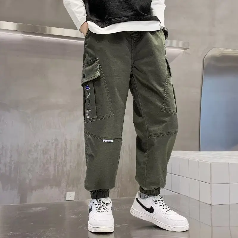 New Boys Leg Tied Casual Pants Children's And Teenagers Pants, Spring And Autumn Fashionable Workwear Pants 5 7 9 11 13 15Year