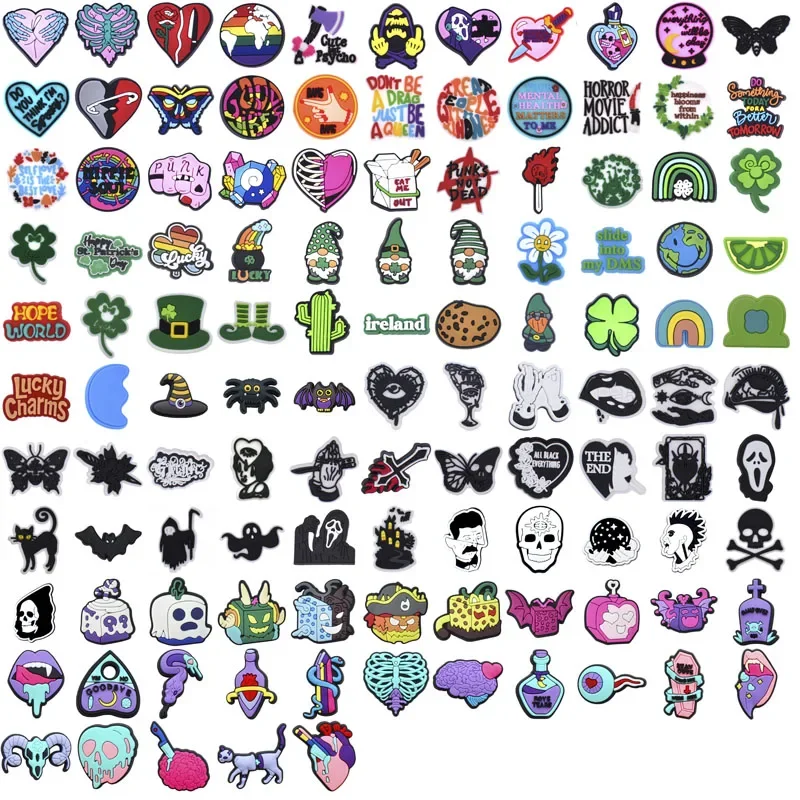 

93-115 Pieces Bulk Shoe Charms for Crocs Accessories Halloween Shoes Charm for Croc Decorations Pins Men Jeans Woman Clogs Clips
