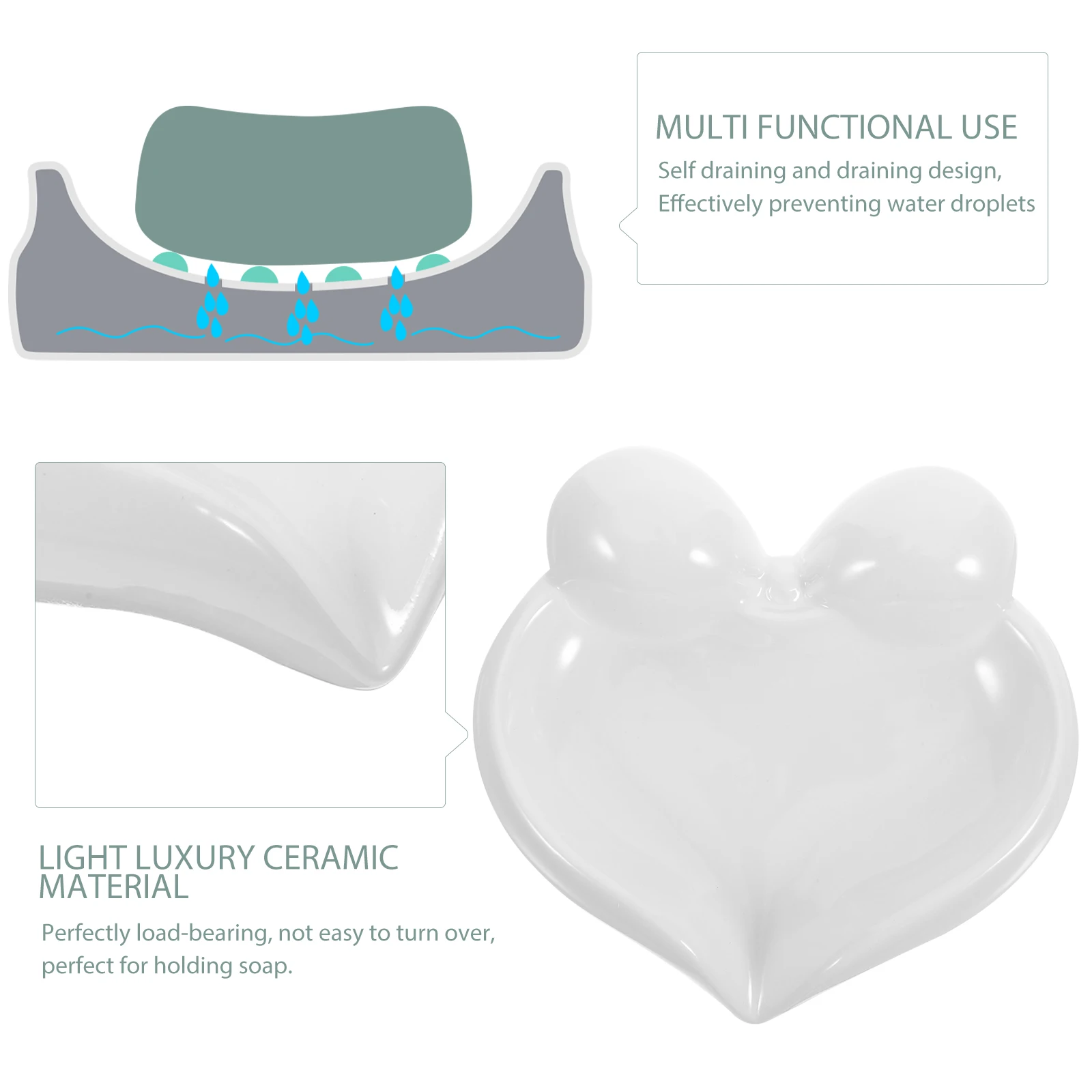 

Lovely Bowknot Design Ceramic Soap Dish for Bathroom Kitchen Countertop Quick Dry Soap Saver Decorative Holder Case