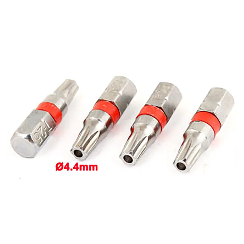 UXCELL 4pcs 4.4mm T25 Torx Screwdriver Screw Driver Magnetic Screwdriver Bit Star Bit Set Repair Tools Drill Bit Power Hand Tool