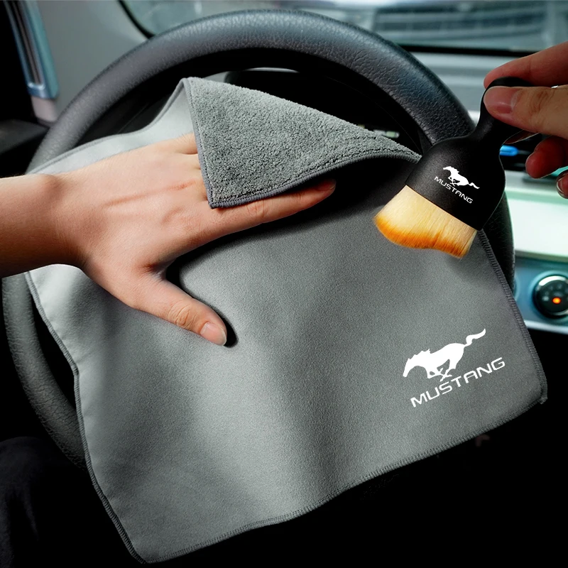 Автомобильное полотенце для сушки с щеткой для очистки от пыли для Ford Mustang Shelby GT 350 500 Cobra 2005 2009 2014 2015 2018 2023