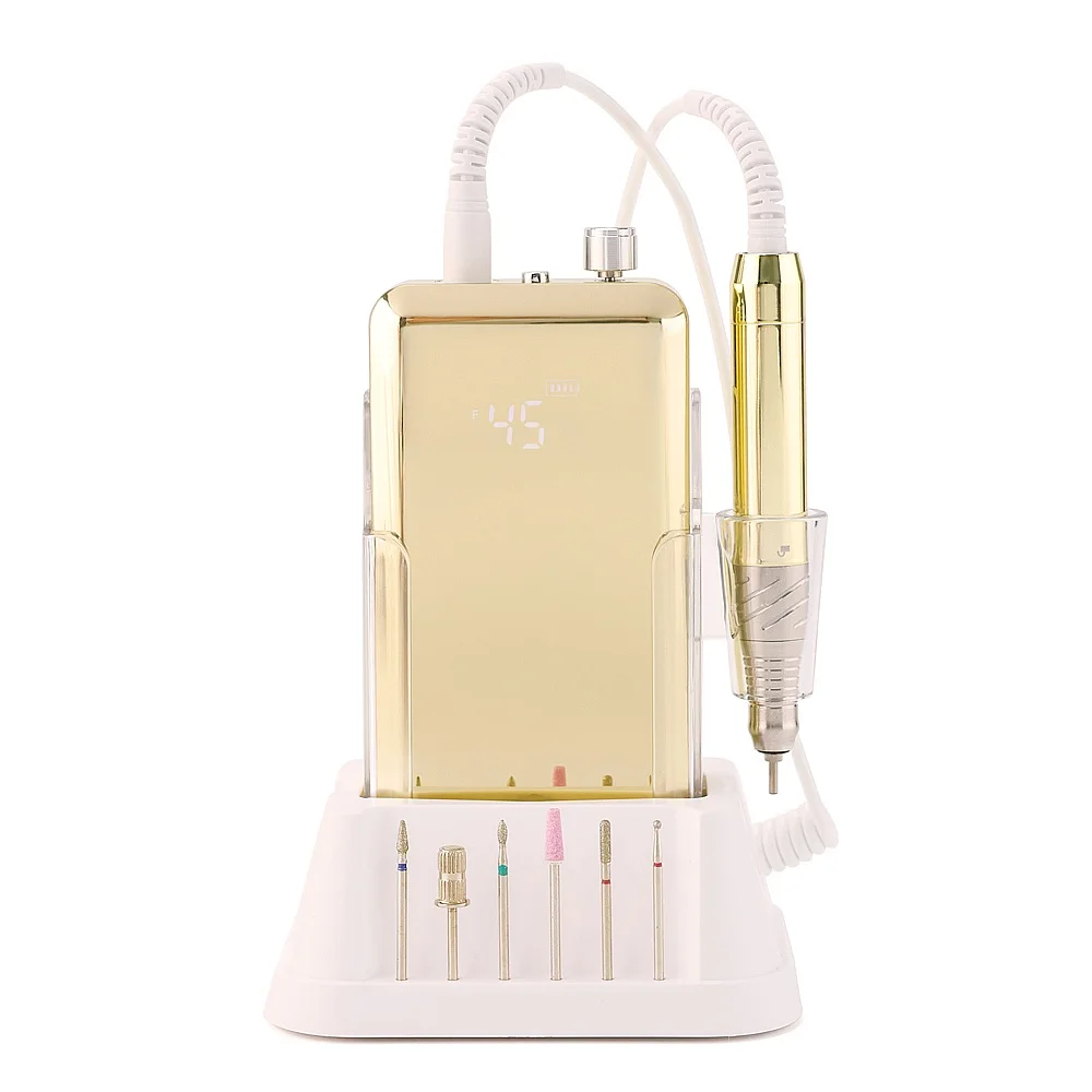2025 Newest Nail Drill with Waterproof Handle Full Screen Design Wireless 45000 RPM Brushless Electric Nail File