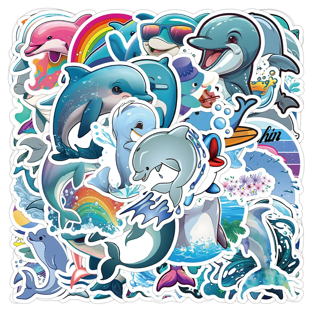 

10/50PCS Kawaii Cute Dolphin Animals Graffiti Stickers DIY Refrigerator Water Cup Pencil Box Bicycle Book Waterproof Decal Toys