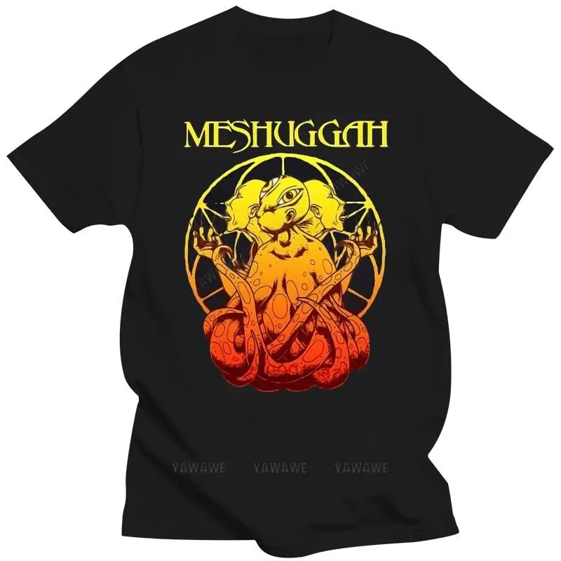 Fashion mens t-shirts casual top MESHUGGAH Hard Face Logo The Devil Men's Black T Shirt Tee Shirt summer unisex short sleeve