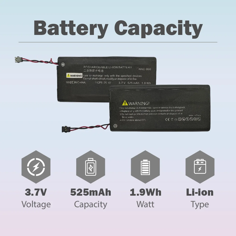 2 Pcs/Lots 100% Tested 525mAh 3.7V HAC-006 for Nintendo Switch Controller Joy-Con Gamepad HAC-015 HAC-016 HAC-A-JCL-C0 HAC-A-JCR