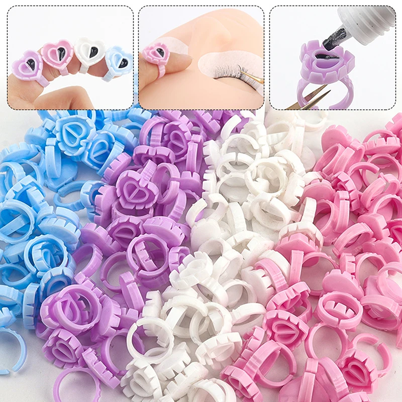 30 ピース/箱使い捨てまつげエクステンション接着剤リングカップタトゥー顔料ホルダーコンテナラッシュツール