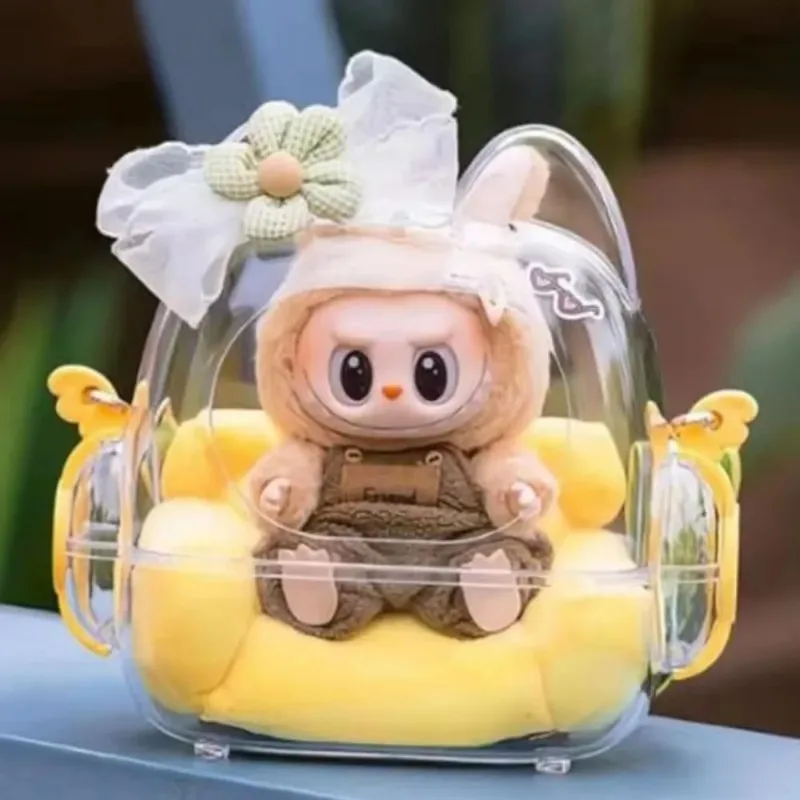 

Прозрачная сумка для хранения кукол Labubu Kawaii 17 см V1 V2 Labubu, прозрачная сумка через плечо, милые плюшевые аксессуары для кукол, игрушки, подарки