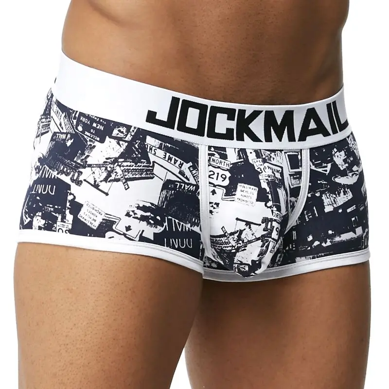 JOCKMAIL Sexy Mens Cotton Print Boxer Male Underwear Solid Shorts Breathable Underwear Striped Boxer Shorts Men Boxer Hombre