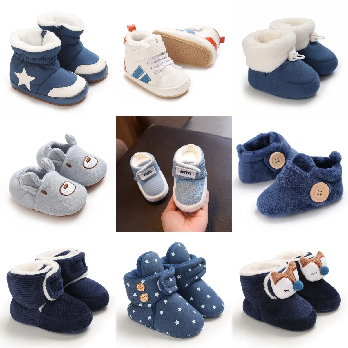 

Зимняя теплая модная синяя обувь для маленьких девочек и мальчиков, милая мягкая хлопковая обувь с героями мультфильмов для малышей, обувь для первых ходунков для новорожденных