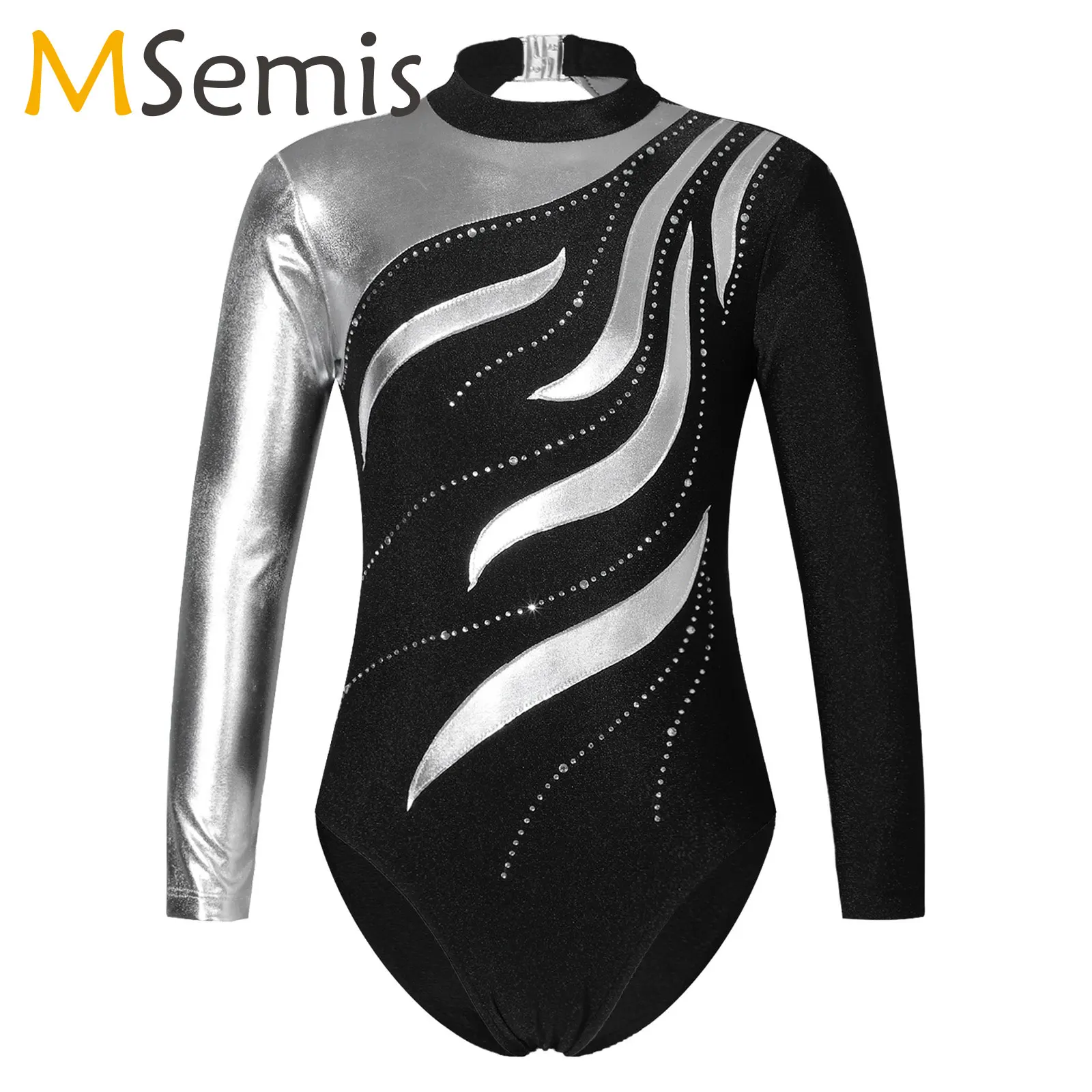 Gymnastik Trikot Mädchen Kind Langarm glänzend Diamante Ballett Tutu Tanz Trikot Eislaufen Overall Gymnastik Trikot Bodysuit