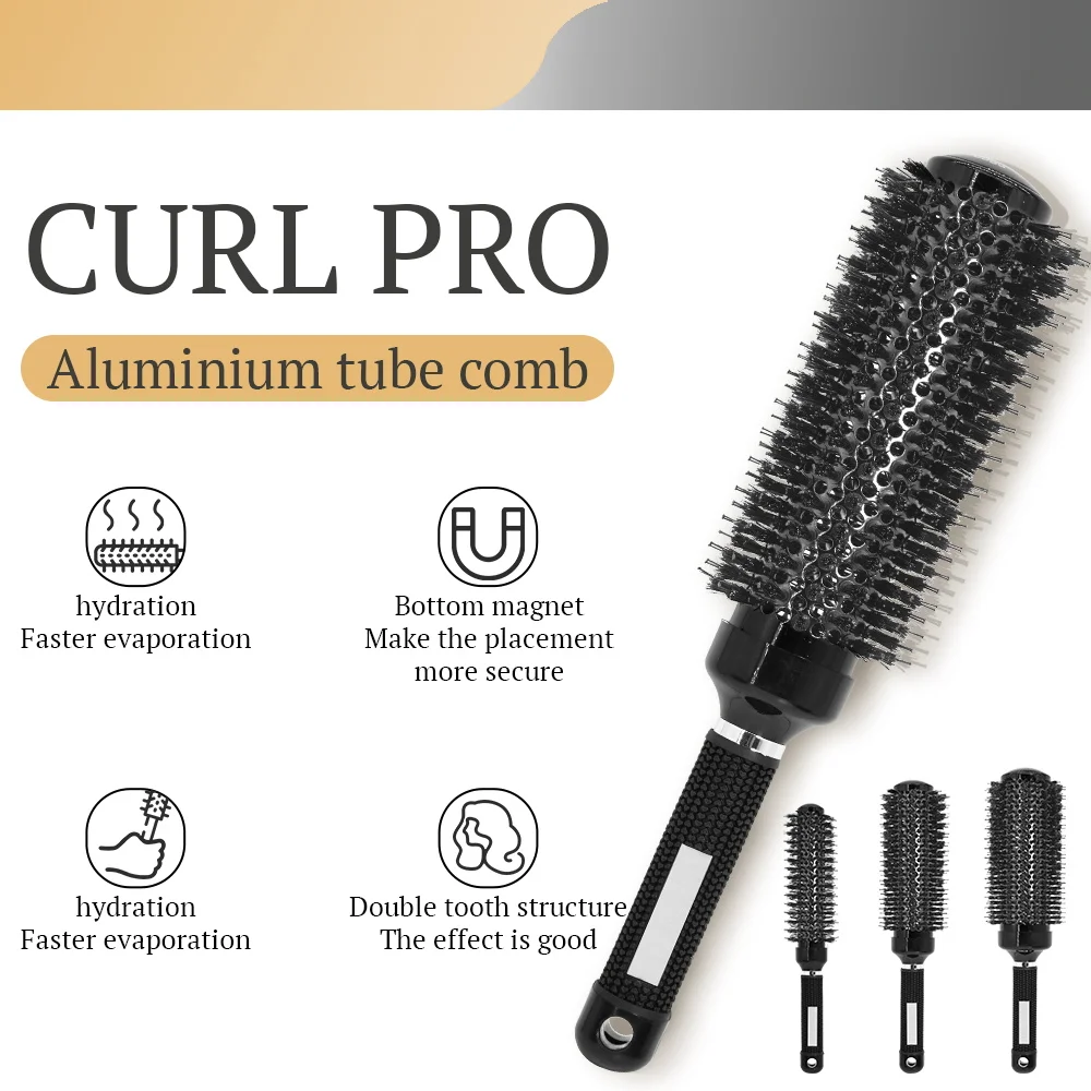 Lengthen Round Hair Comb High Temperature Resistant Aluminum Tube Comb Anti-tangle Combs Hair Salon Styling Drying Curling Tools