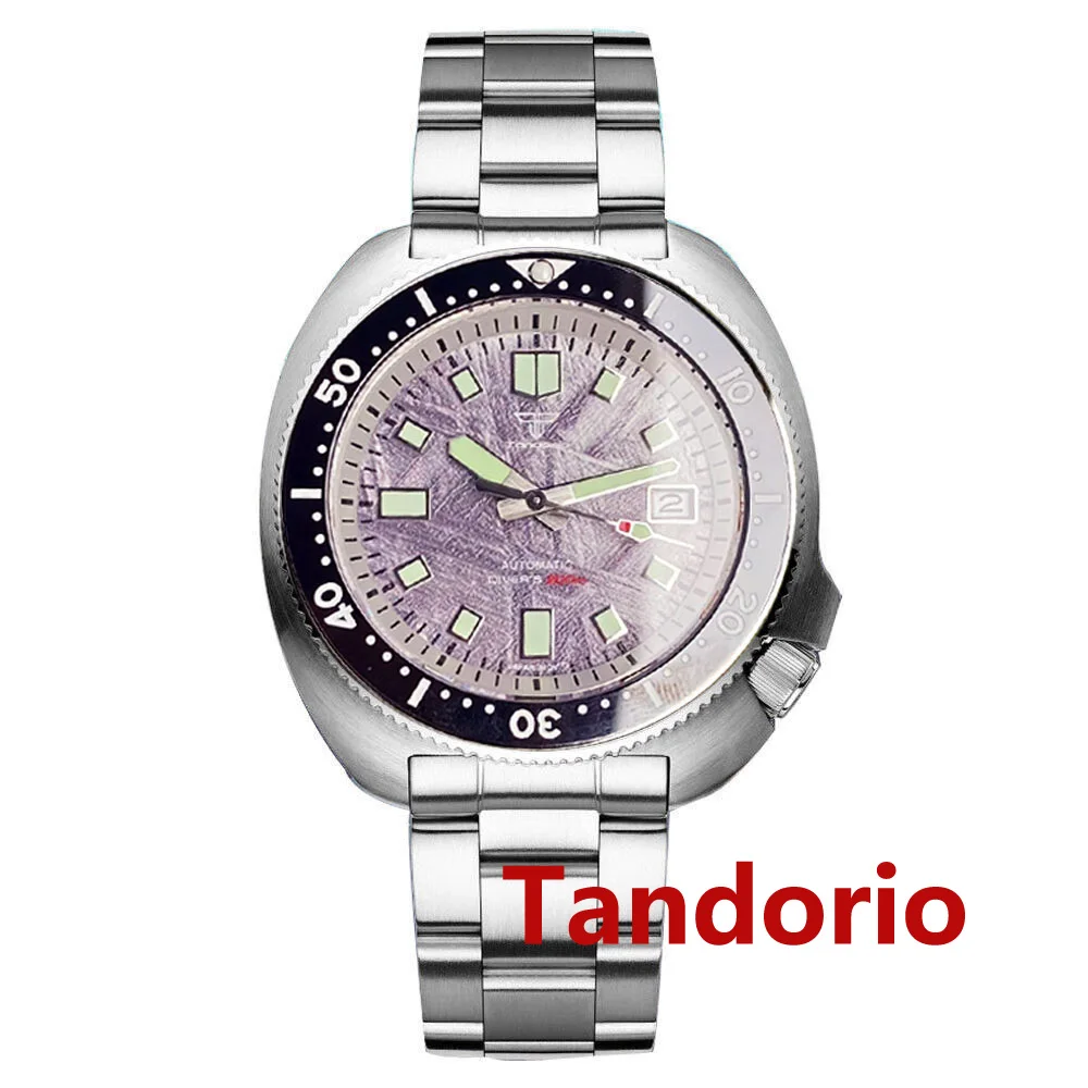 

Tandorio 44mm Sapphire Glass 20ATM NH35A Diver Meteorite Pattern Automatic Men Watch Date Luminous Black Ceramic Bezel Date