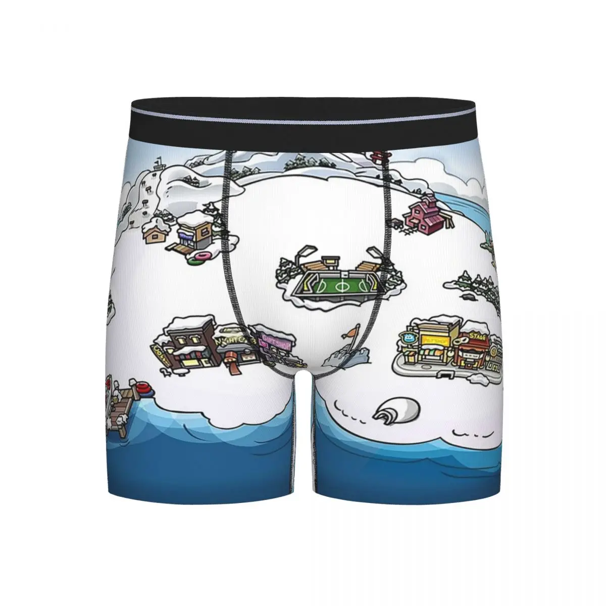 

Long Boxer Underpants Shorts Club Penguin Map Panties Men's Breathable Underwear for Homme Man Boyfriend Gifts