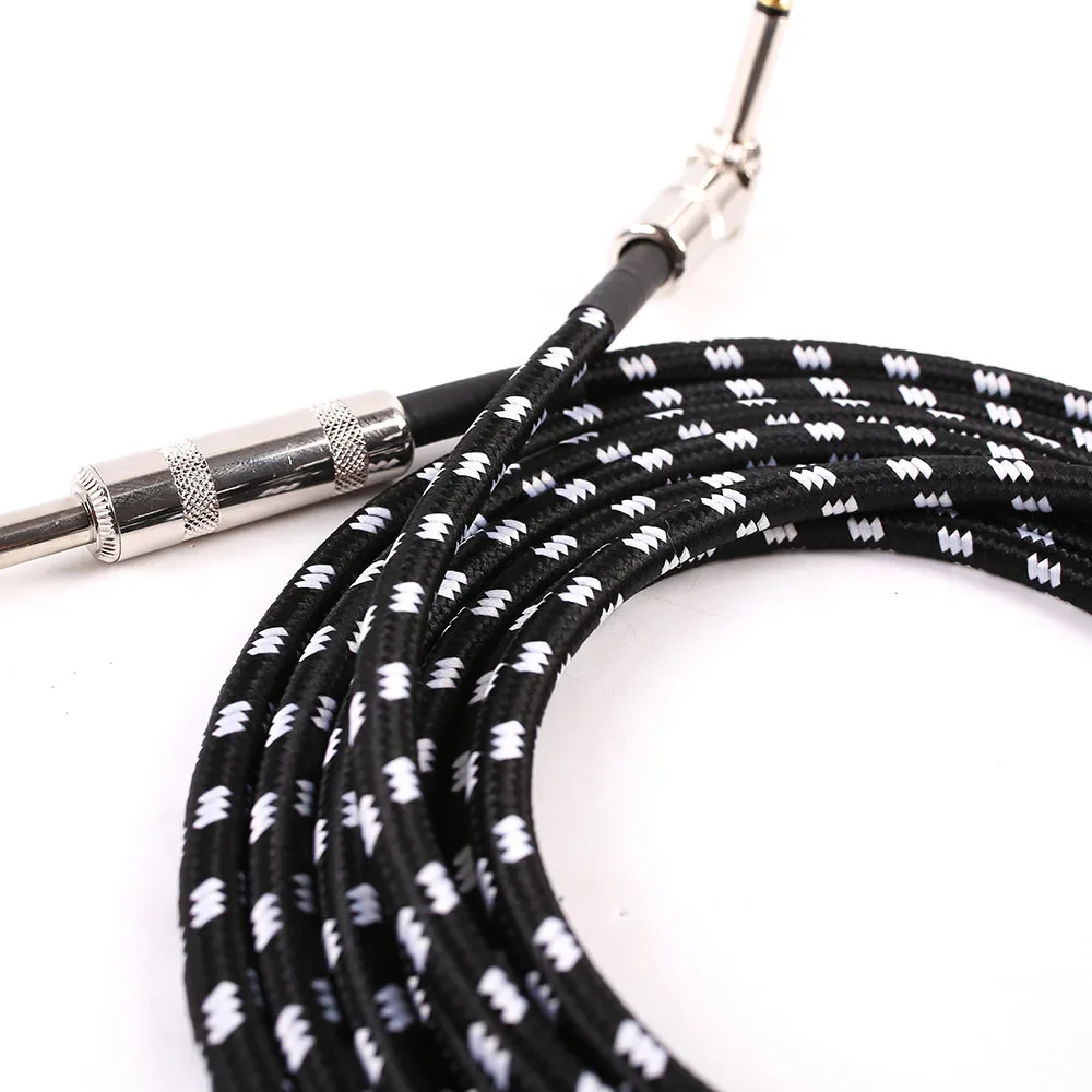 Cabo universal de instrumento mono de 1/4 ", serve para guitarra, baixo, teclado, misturador, e-drum, escudo de trança de fibra azul, liga de zinco, redução de ruído