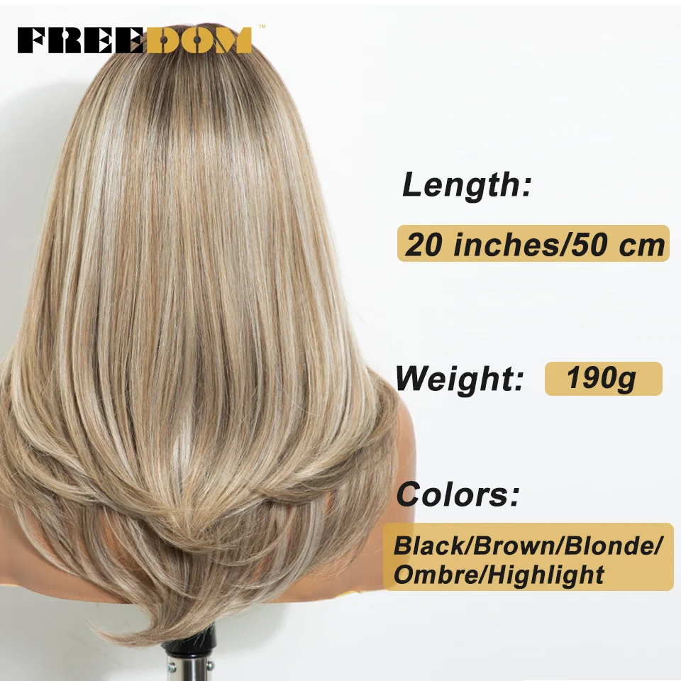 FREEDOM 20“ Synthetische Lace-Front-Perücken für Damen, 13x6, vorgefertigte Lace-Front-Perücke, einfach aufsetzen und loslegen, Ombre-Braun, Perücken für den täglichen Gebrauch – Detail 5