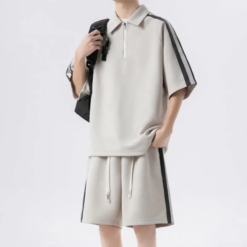 2026 SS Men's Fashion Oversized Tee + Quick-Dry Knee-Length Shorts Set Sporty Casual Matching Suit