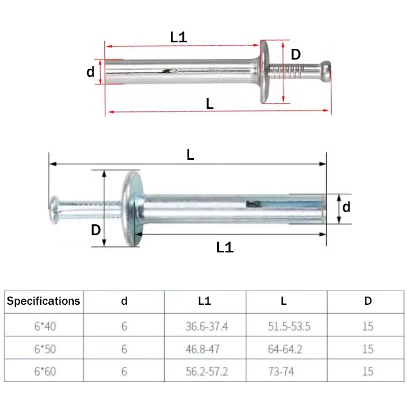 Beicai Heavy Duty AmericanType DrivePin AnchorFastenerStainlessSteelCarbonSteel Galvanized For Wall Door Window Bracket Mounting