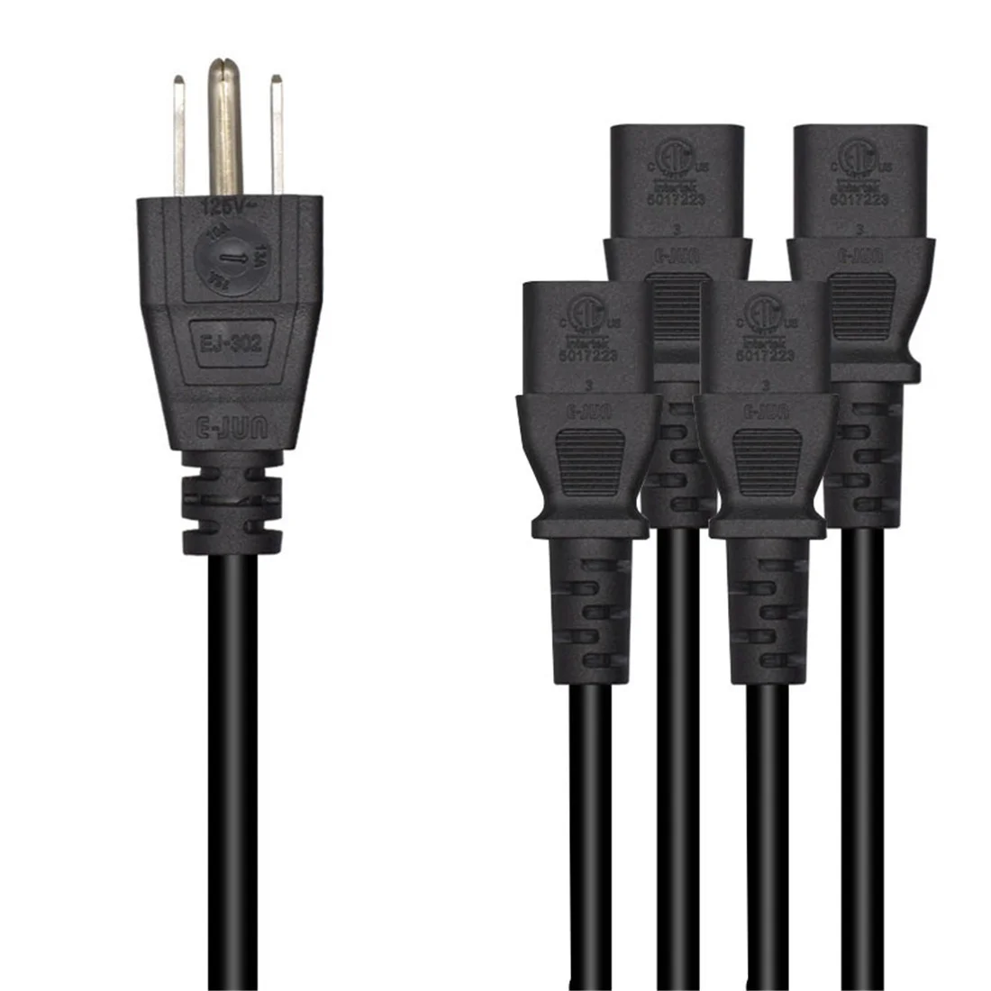 JORINDO 2M/6.56FT 5-15P to 4xC13,ETL certified US Standard 3-pin plug to four C13 power extension cords