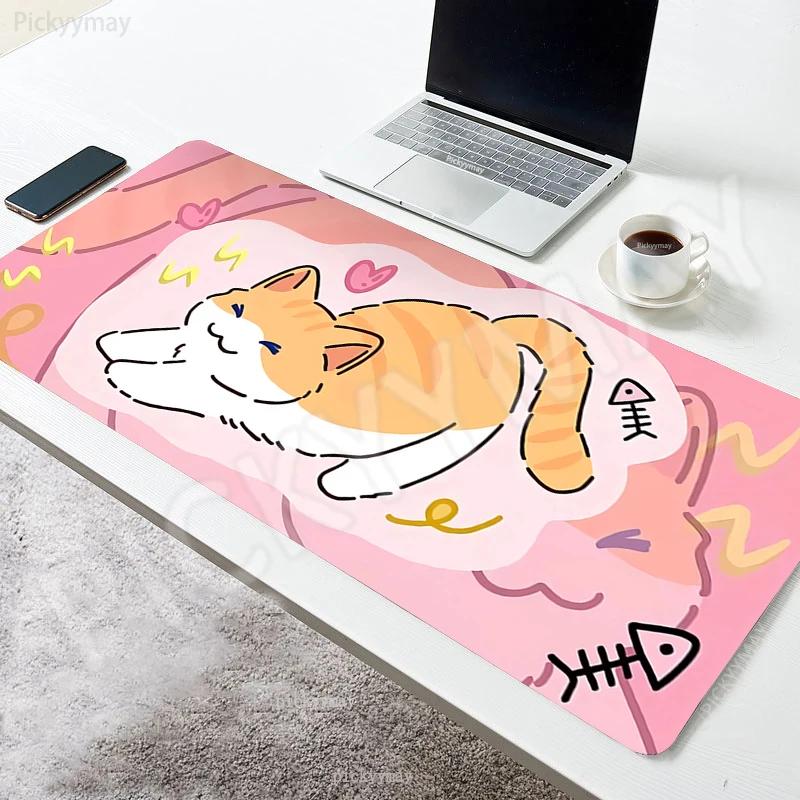 Large Gaming Mousepads Cat Mouse Pad Anime Cute Computer Mousepad Mouse Mat Table Carpet 90x40cm Desk Pads Keyboard Mats Kawaii