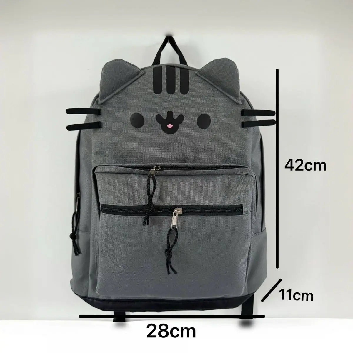 Hot Pusheen Style Cute Grey Cat Backpack School Bag with Multi-Compartment & Padded Straps Casual Daypack for Birthday gift view 3