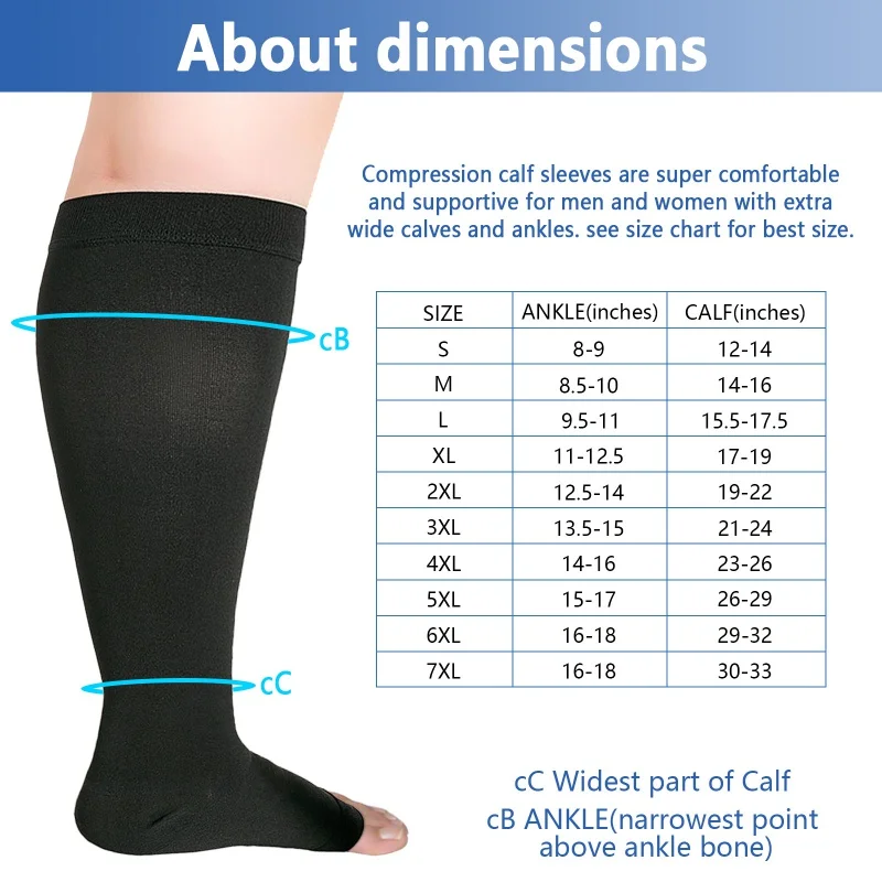 Open Toe Knee High Calf Compression Socks Women Men Anti Fatigue Pain Relief Stockings Blood Circulation Promotion Socks