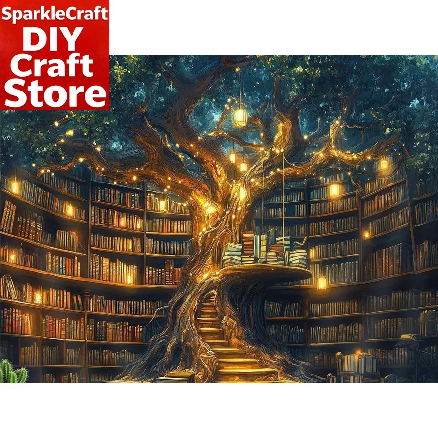 1PC frameless 5D Diamond Painting Tree of Life full drill diamond embroidery abstract Study room, library mosaic cross stitch ho