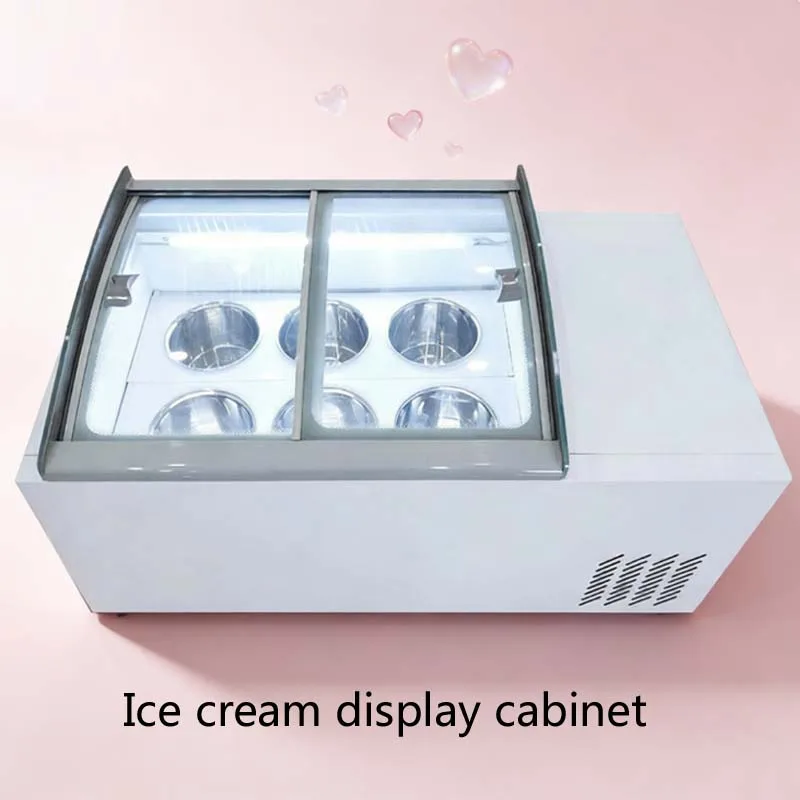 

Коммерческая холодильная витрина для мороженого на 6 бочек, морозильные камеры для твердого мороженого, индивидуальная форма отверстия