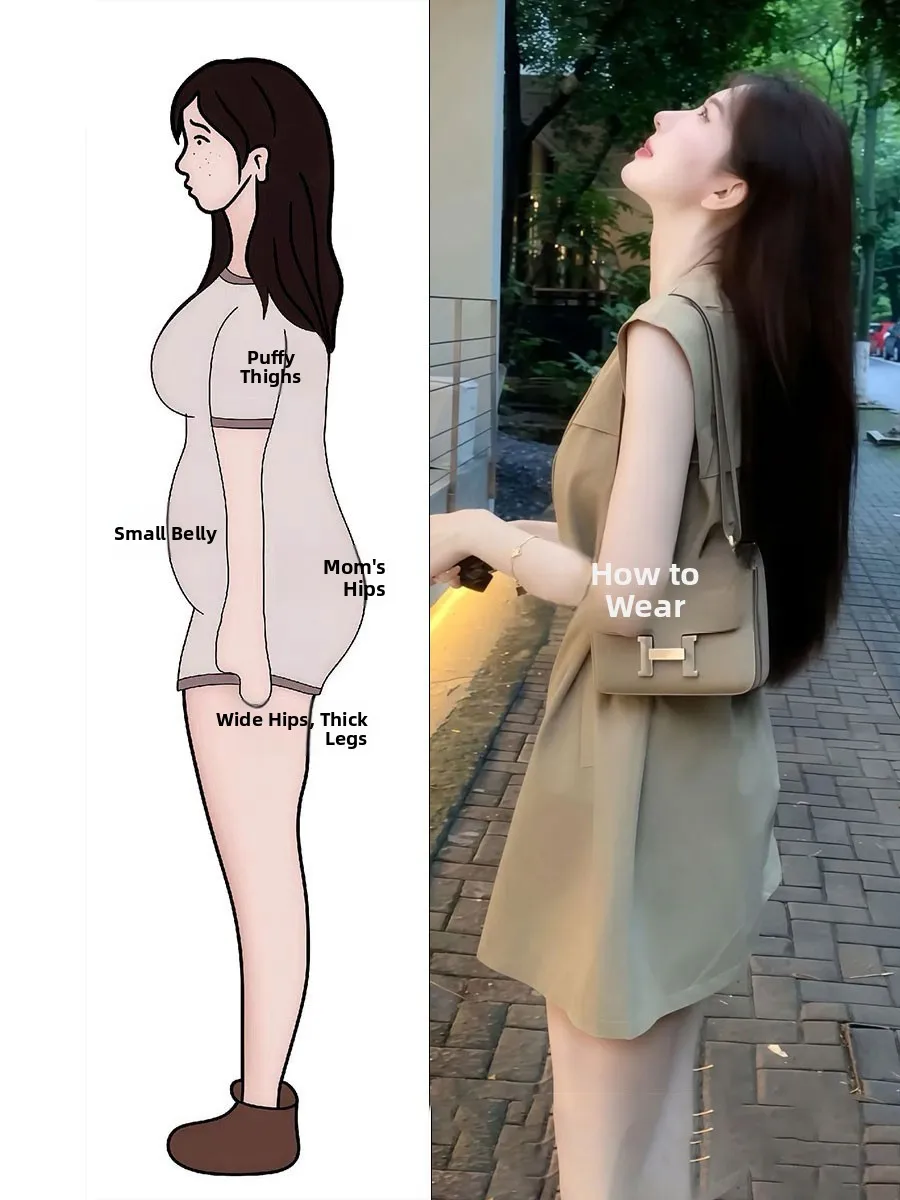 

Slimming Kaki Color Shirt Dress Women's plus Size Summer High Waist A-Line Skirt Unique Personality Breathable Casual Dress