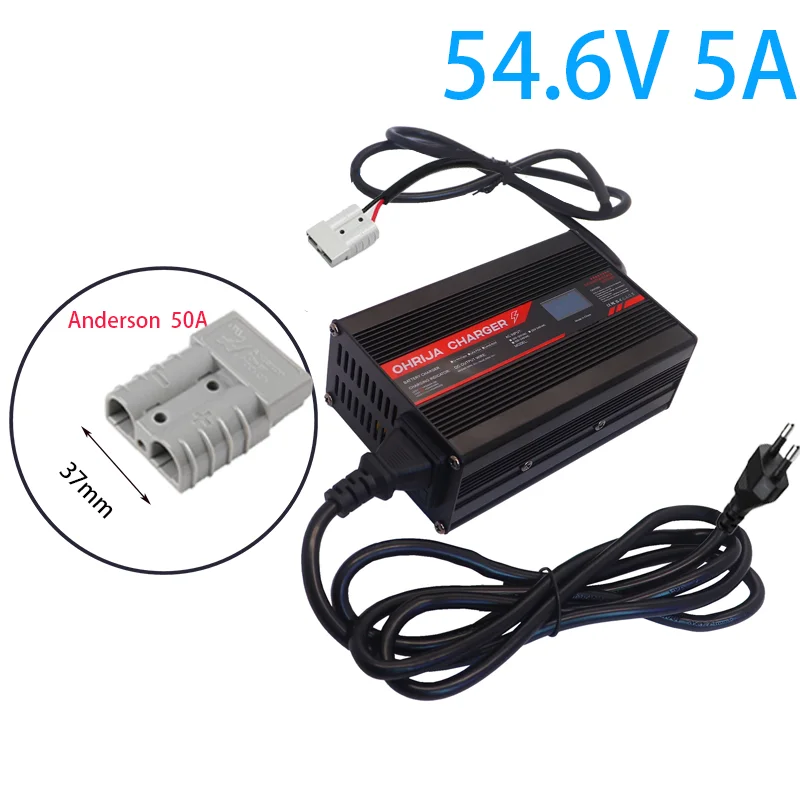 54.6V 5A oplader slimme aluminium behuizing is geschikt voor 13S 48V OLED-display Li-ion Lipo-batterij OLED-display snellader OHRIJA