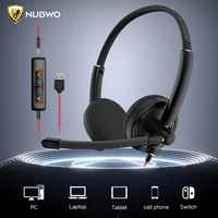 NUBWO HW01 USB Headphone Call Center Headset con micrófono de cancelación de ruido para portátil, PC ligero con cable auriculares